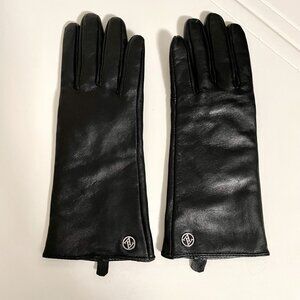 Adreinne Vittadini Women's Black Leather & Cashmere Gloves - NEW - Never Worn